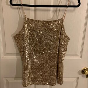 Ann Taylor Gold Sequin Camisole Top